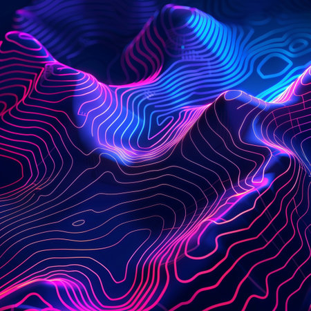 Futuristic abstract background with glowing lines. 3d rendering.の素材