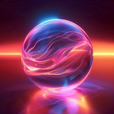 abstract background with a glowing sphere in it, 3d renderの素材