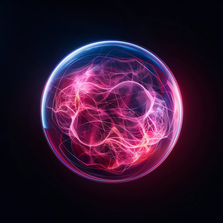 Futuristic abstract background with luminous swirling. Elegant glowing sphere. Elegant glowing sphere.の素材