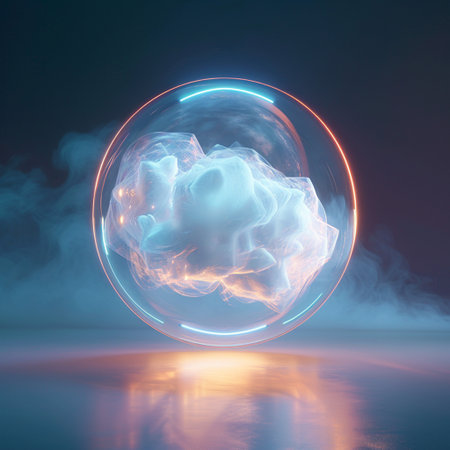 Abstract 3d rendering of a sphere with a cloud in the centerの素材