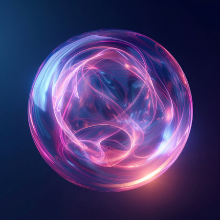 Abstract background - luminous swirling. Elegant glowing circle. Sparking particle. Space tunnel. Glossy jellyfish. Colorful ellipse. Glint sphereの素材