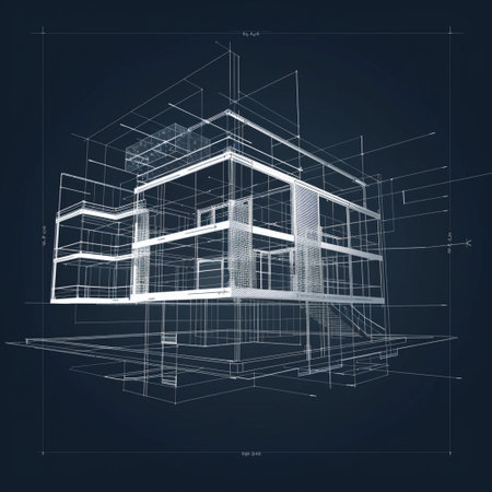 abstract sketch of a house on a dark background, 3d renderの素材