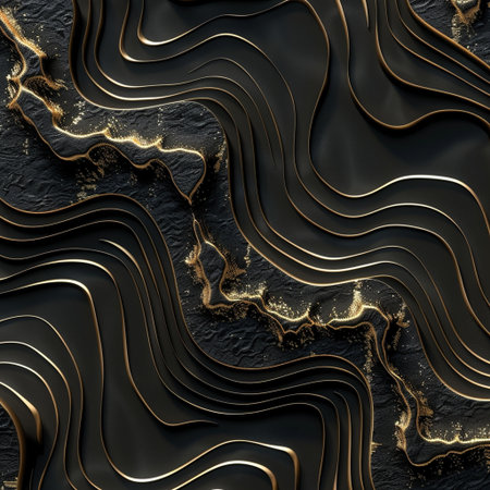3d rendering. Computer digital drawing. Marble surface with gold elements.の素材