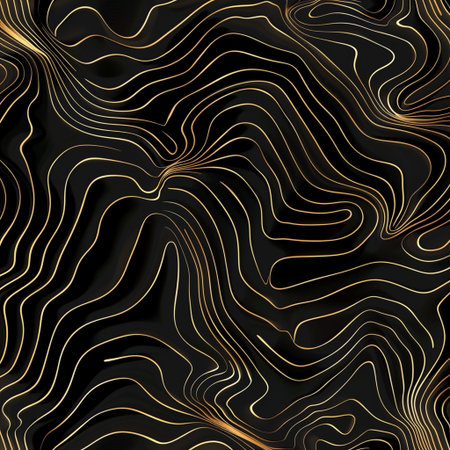 Gold lines on a black background. 3d rendering, 3d illustration.の素材