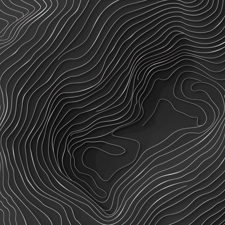 Abstract wavy background with black and white lines. Vector illustration.の素材