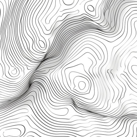 Abstract wavy background. Black and white lines. Vector illustration.の素材