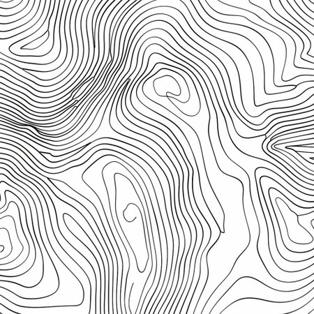 Topographic map background with black and white contour lines. Vector illustration.の素材