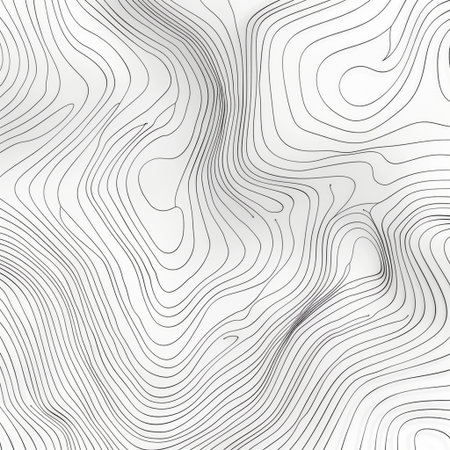 Topographic map contour lines background. Black and white illustration.の素材
