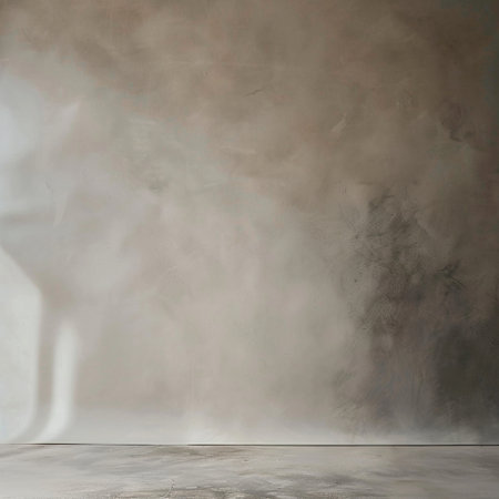 empty room with plaster wall and concrete floor, interior design concept.の素材