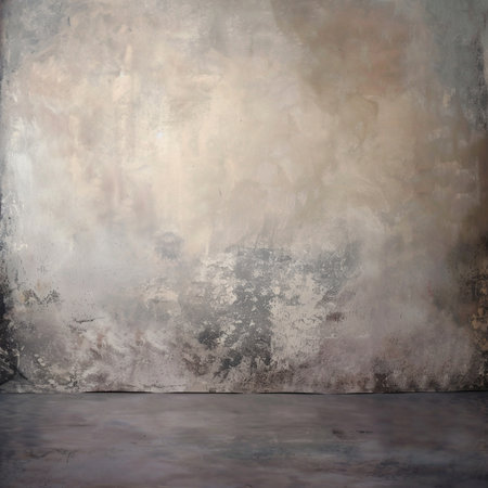 old grunge interior with concrete wall and cement floor, vintage backgroundの素材