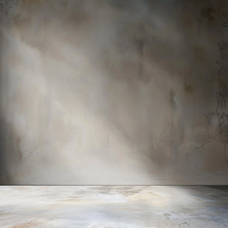 Grungy concrete wall and floor as background. 3D renderingの素材
