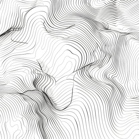 Abstract wavy background. Black and white lines. 3d vector illustration.の素材