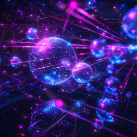 Abstract background with glowing particles. 3d rendering, 3d illustration.の素材