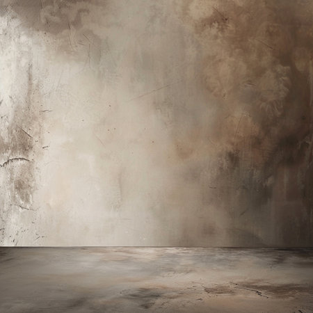 empty room with grunge wall and concrete floor, interior design conceptの素材