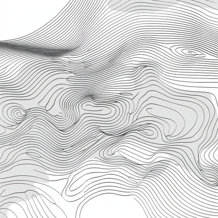 Topographic maps. Topographic contour map with wavy lines. Vector illustration.の素材
