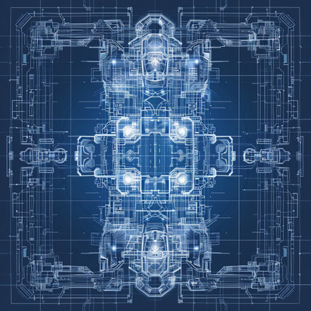 Abstract vector technical drawing of the internal combustion engine. Blueprint style.の素材