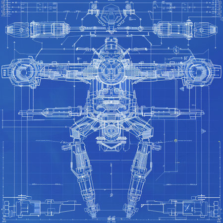 3d model of a space ship on a blue background. Drawingの素材