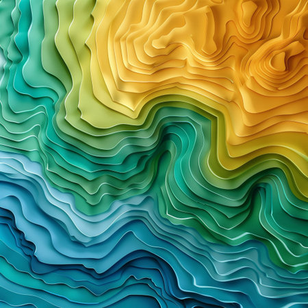 3d abstract wavy background. Colorful paper cut design.の素材