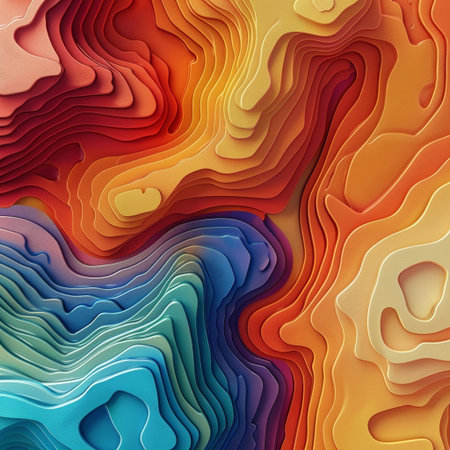 Abstract 3d paper cut background. Colorful paper carving art.の素材