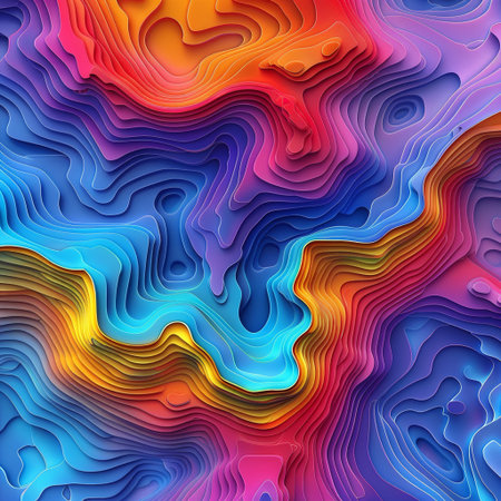 Abstract wavy background. Psychedelic digital art. 3d rendering.の素材