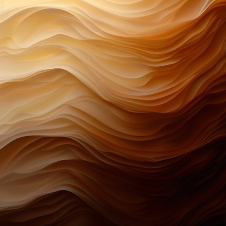 abstract background with smooth wavy lines in orange and brown colorsの素材