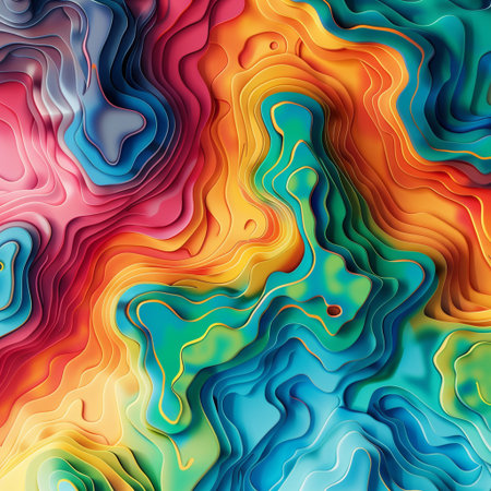 Abstract wavy background. Psychedelic multicolored pattern. Vector illustration.の素材