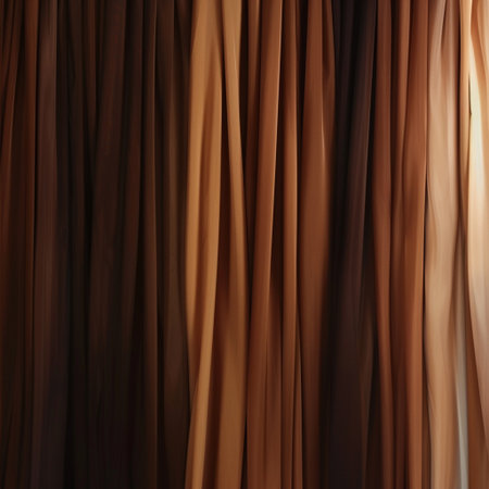 Brown silk drapery closeup background. 3d render illustrationの素材