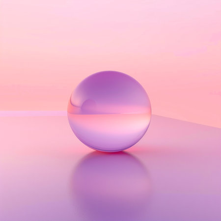 3d render of a crystal ball on a background of pink and blueの素材