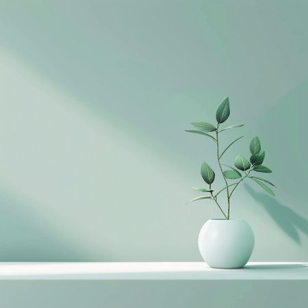 Plant in a vase on the wall. 3d renderingの素材