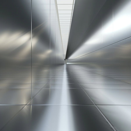 Abstract background of empty corridor in modern office building. 3d renderの素材