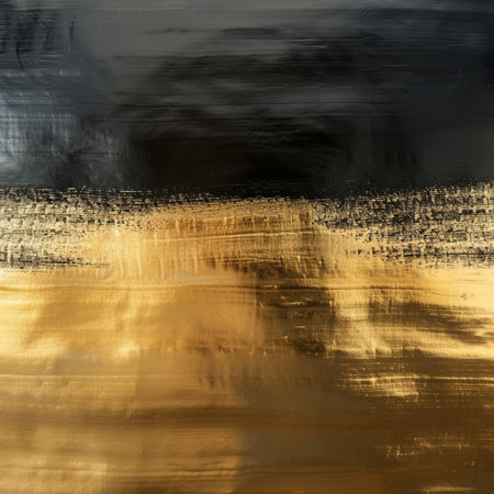 abstract gold and black background with grunge texture and brush strokesの素材