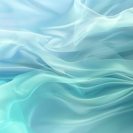 abstract blue background with smooth wavy silk or satin textureの素材