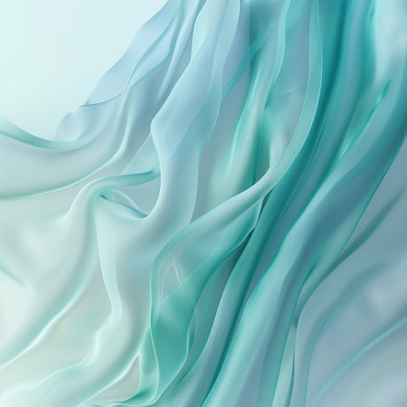 Abstract background of blue silk or satin. 3d render illustrationの素材