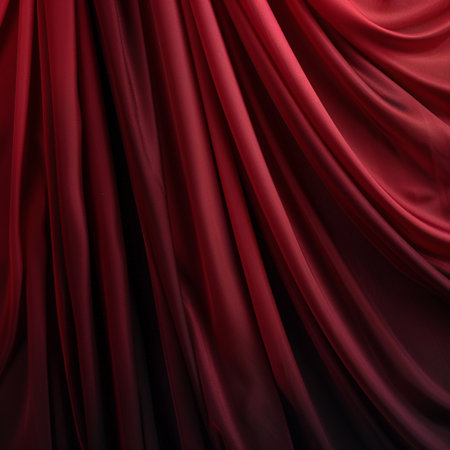 red satin background with some smooth folds in it (3d render)の素材