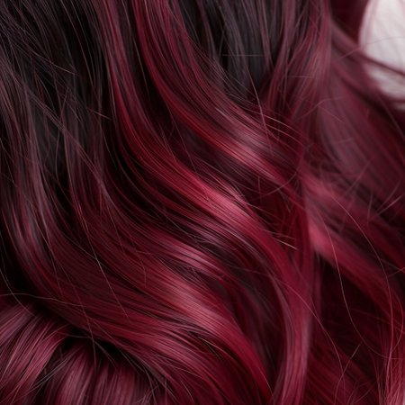 highlight hair texture abstract fashion style background. red color tone.の素材