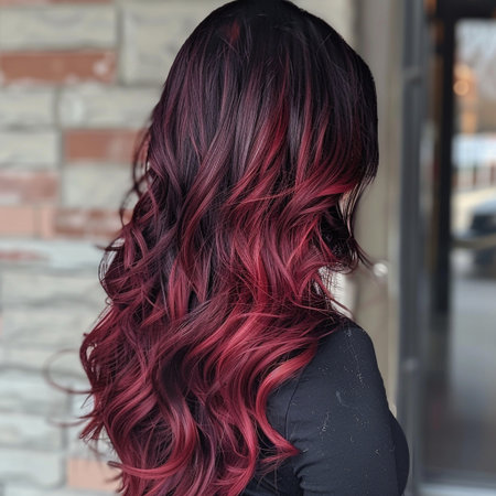 Portrait of a beautiful young woman with long and shiny red hairの素材