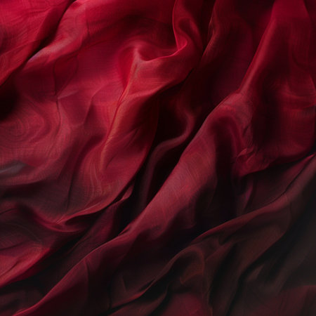 Red silk fabric. tissue, textile, cloth, fabric, material, texture. photo studioの素材