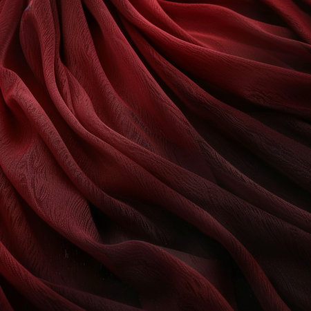 Texture, background, pattern. Silk fabric of red color. tissue, textile, cloth, fabric, material, textureの素材