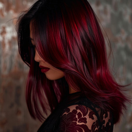 Portrait of a beautiful young woman with red hair and professional makeupの素材