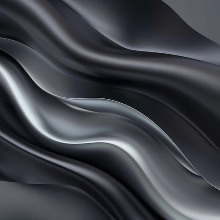 Luxury black wavy background. 3d render illustration.の素材