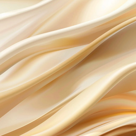 Closeup of rippled golden satin fabric texture background.の素材