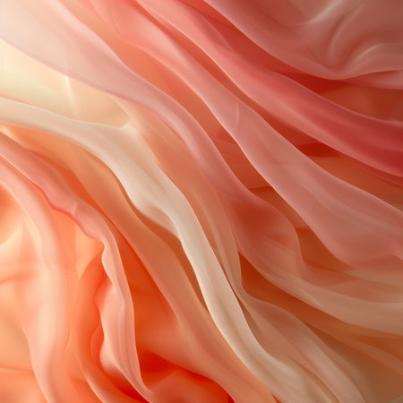 Closeup of rippled pink silk fabric as background texture.の素材