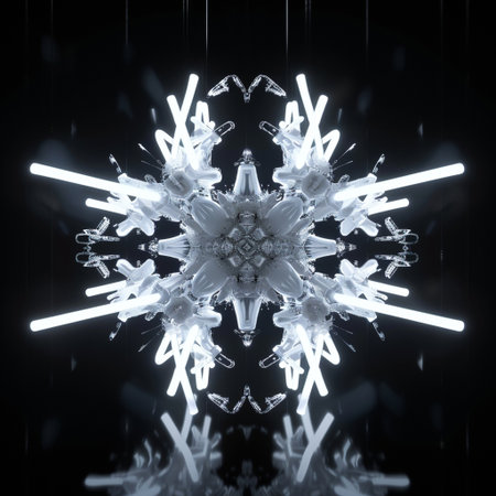Snowflakes on a black background. 3d rendering, 3d illustration.の素材