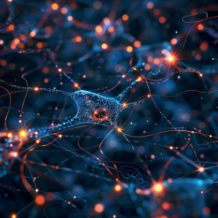 3d illustration of neuron cell in space. Neuron cell.の素材