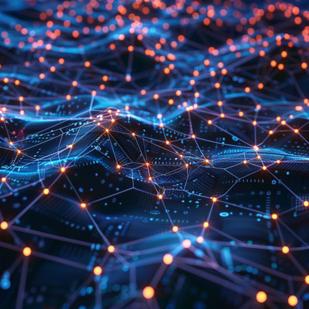 Abstract technology background. Network connection structure with dots and lines. 3d renderingの素材