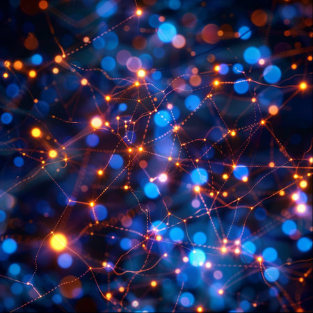 Abstract background with glowing particles and bokeh. 3d renderingの素材