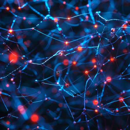 abstract blue background with bokeh defocused lights and starsの素材