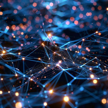 3d rendering of abstract digital technology background with connection lines and dotsの素材