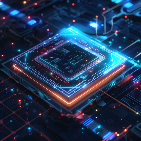 Circuit board. Technology background. 3d rendering, 3d illustration.の素材
