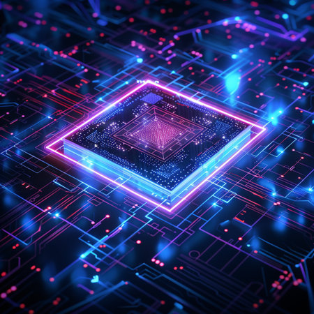 Circuit board background. 3d rendering, 3d illustration.の素材